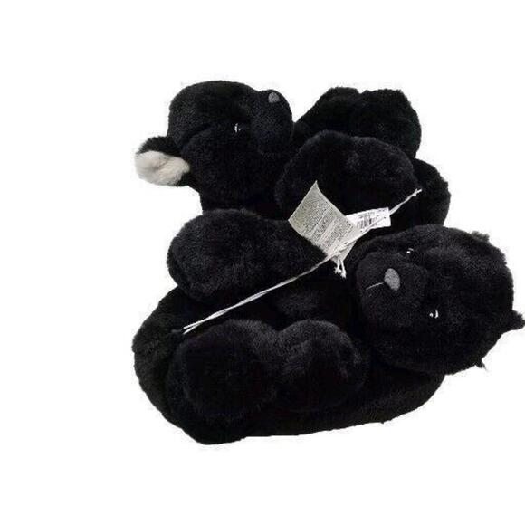 Gap Kids Bear Slippers  Faux Fur 1/2 Bear Black,‎ White - Picture 3 of 8